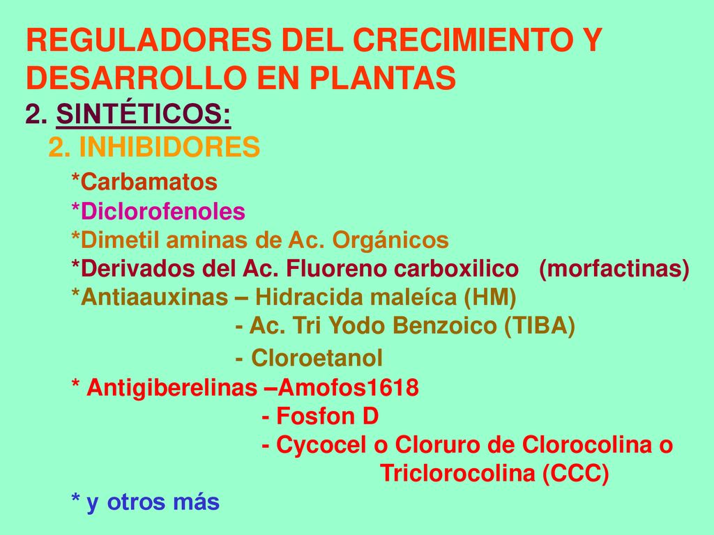 REGULADORES DEL CRECIMIENTO Y DESARROLLO EN PLANTAS 2. SINTÉTICOS: 2
