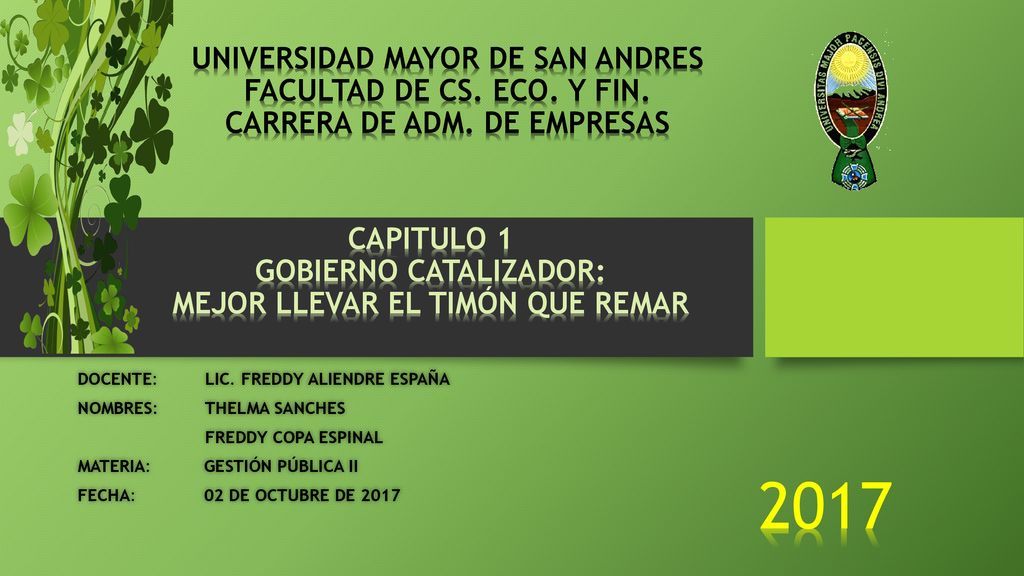 2017 UNIVERSIDAD MAYOR DE SAN ANDRES FACULTAD DE CS. ECO. Y FIN.