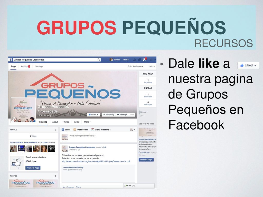 grupos pequeños recursos Dale like a nuestra pagina de Grupos Pequeños en Facebook