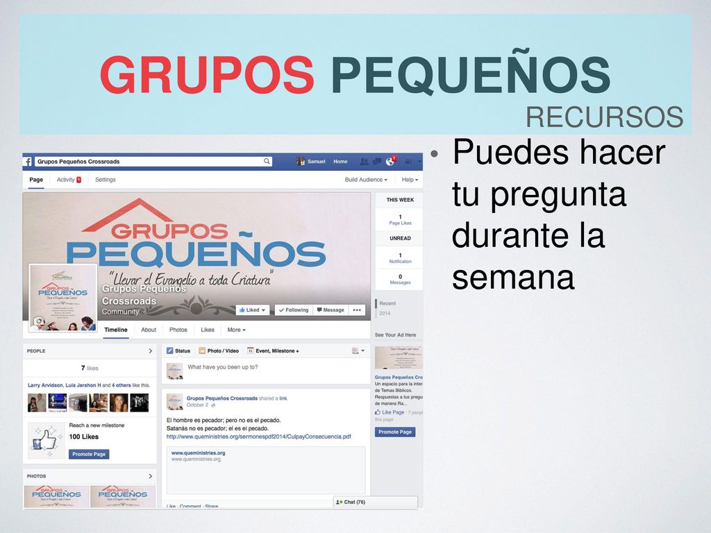 grupos pequeños recursos Puedes hacer tu pregunta durante la semana