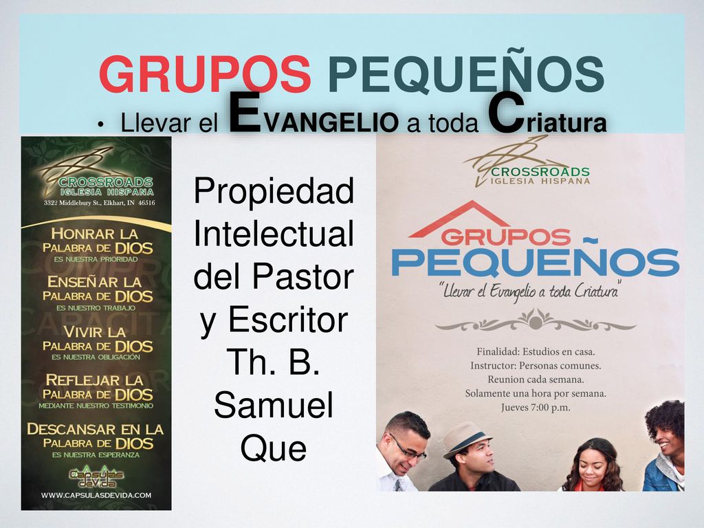 grupos pequeños Propiedad Intelectual del Pastor y Escritor