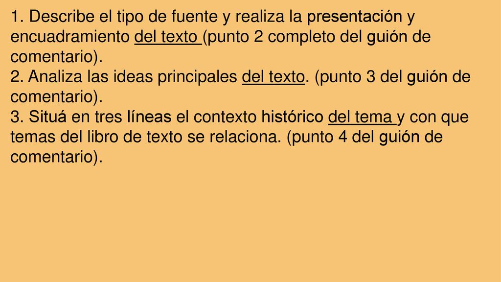 1. Describe el tipo de fuente y realiza la presentación y encuadramiento del texto (punto 2 completo del guión de comentario).