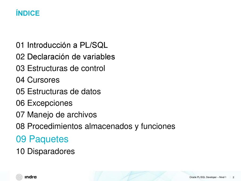 09 Paquetes 01 Introducción a PL/SQL 02 Declaración de variables