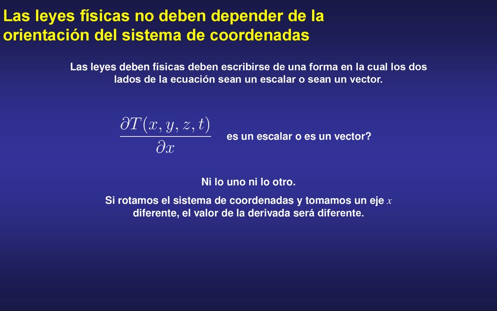 Las leyes físicas no deben depender de la orientación del sistema de coordenadas