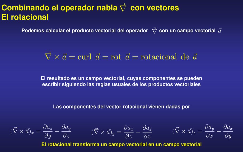 Combinando el operador nabla con vectores El rotacional