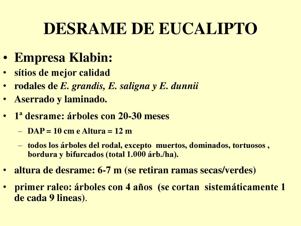 DESRAME DE EUCALIPTO Empresa Klabin: sítios de mejor calidad