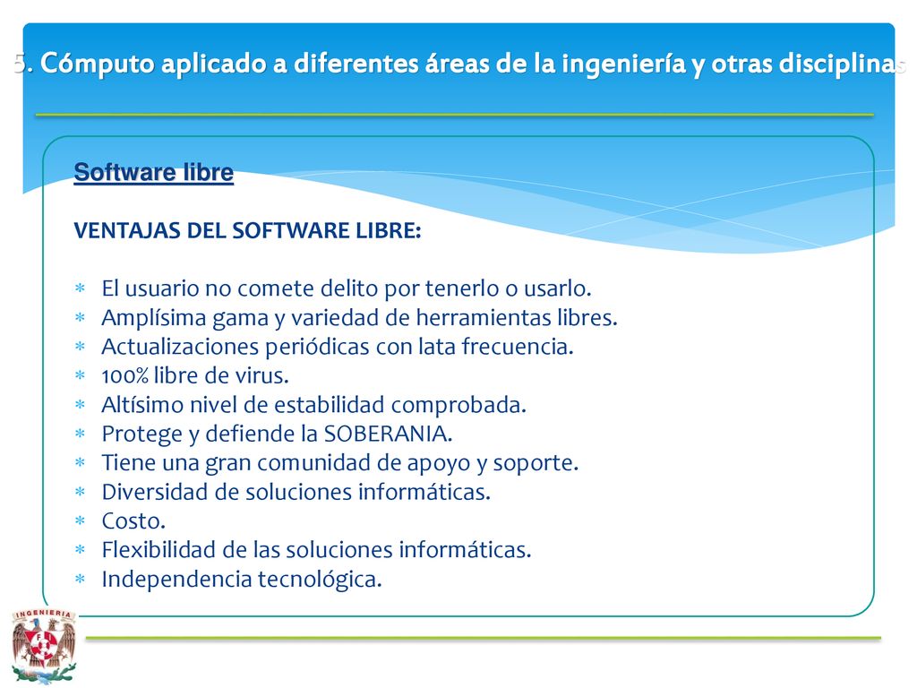 5. Cómputo aplicado a diferentes áreas de la ingeniería y otras disciplinas