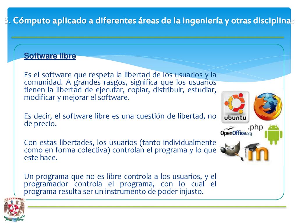 5. Cómputo aplicado a diferentes áreas de la ingeniería y otras disciplinas