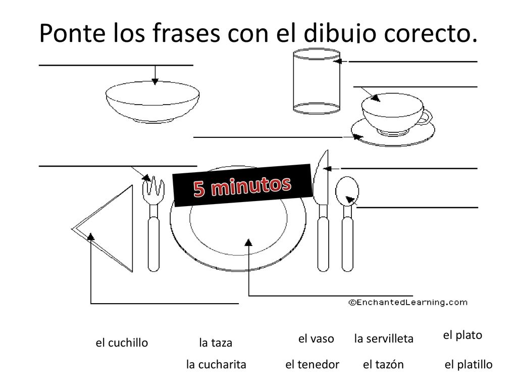 Ponte los frases con el dibujo corecto.
