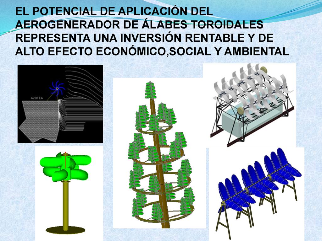 EL POTENCIAL DE APLICACIÓN DEL AEROGENERADOR DE ÁLABES TOROIDALES REPRESENTA UNA INVERSIÓN RENTABLE Y DE ALTO EFECTO ECONÓMICO,SOCIAL Y AMBIENTAL