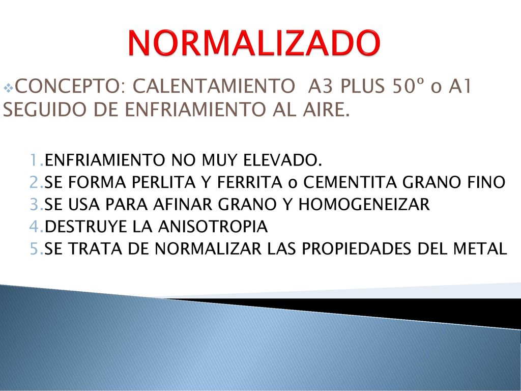 NORMALIZADO CONCEPTO: CALENTAMIENTO A3 PLUS 50º o A1 SEGUIDO DE ENFRIAMIENTO AL AIRE. ENFRIAMIENTO NO MUY ELEVADO.
