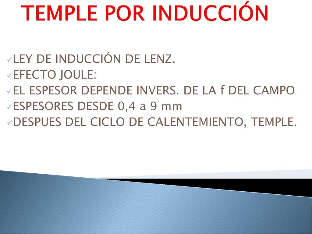 TEMPLE POR INDUCCIÓN LEY DE INDUCCIÓN DE LENZ. EFECTO JOULE: