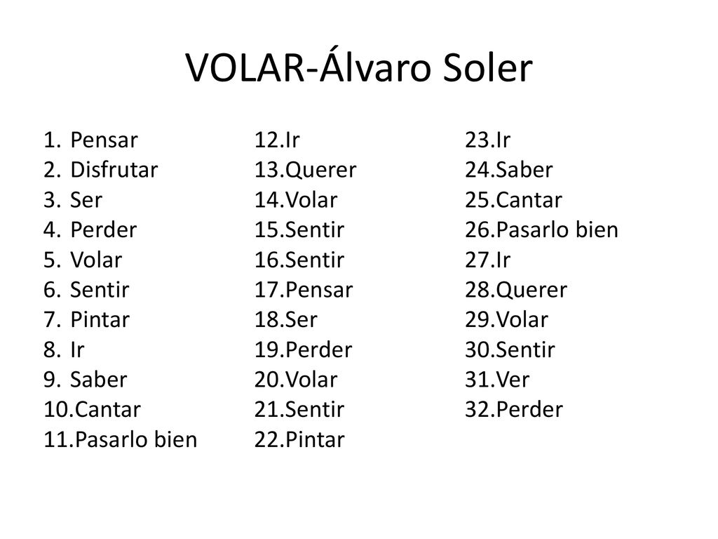 VOLAR-Álvaro Soler Pensar Disfrutar Querer Ser Perder Volar Sentir