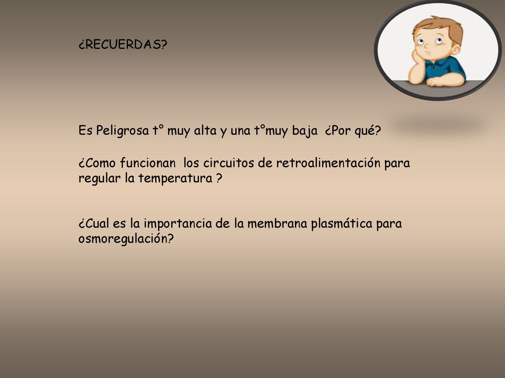 ¿RECUERDAS Es Peligrosa t° muy alta y una t°muy baja ¿Por qué ¿Como funcionan los circuitos de retroalimentación para regular la temperatura