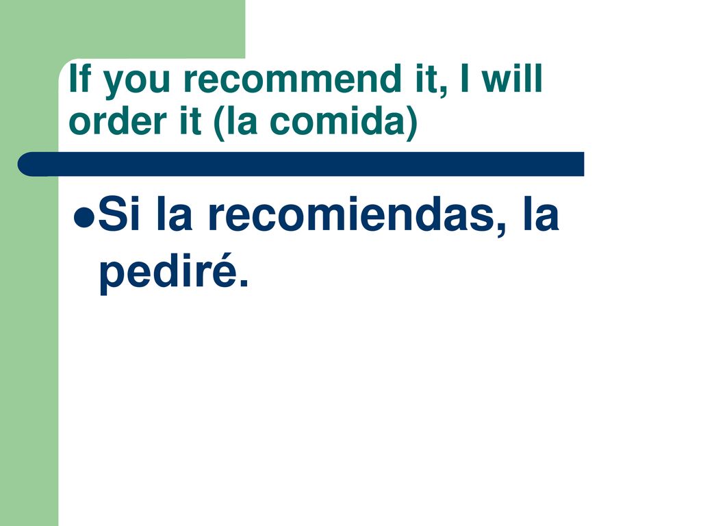 If you recommend it, I will order it (la comida)