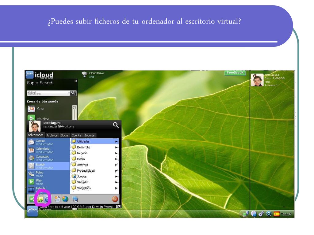 ¿Puedes subir ficheros de tu ordenador al escritorio virtual