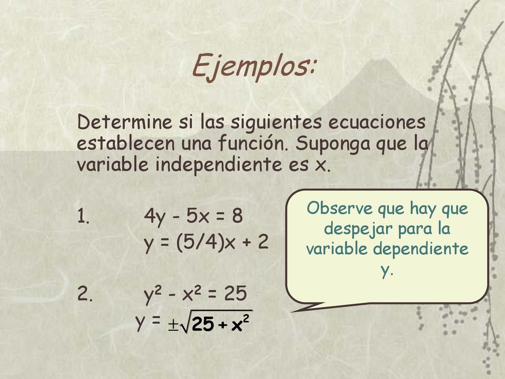 Observe que hay que despejar para la variable dependiente y.