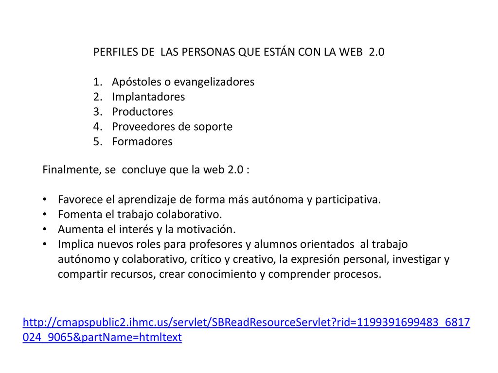 PERFILES DE LAS PERSONAS QUE ESTÁN CON LA WEB 2.0