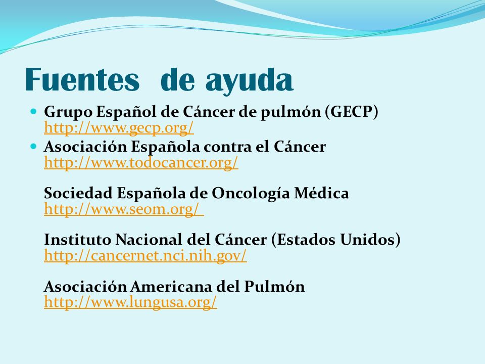 Fuentes de ayuda Grupo Español de Cáncer de pulmón (GECP)