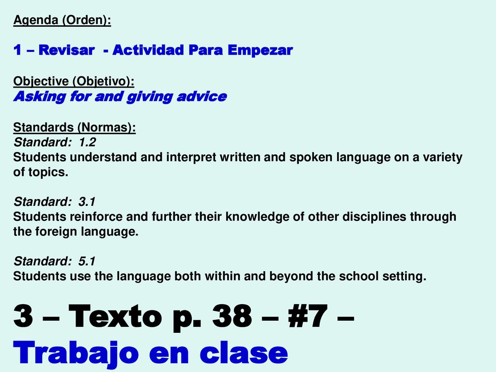 3 – Texto p. 38 – #7 – Trabajo en clase
