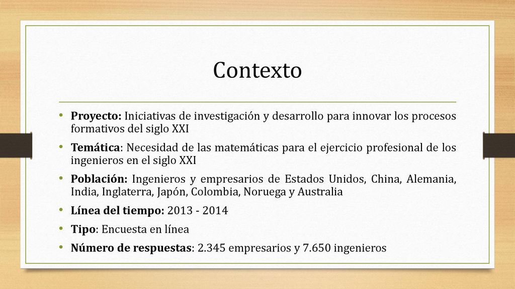 Contexto Proyecto: Iniciativas de investigación y desarrollo para innovar los procesos formativos del siglo XXI.