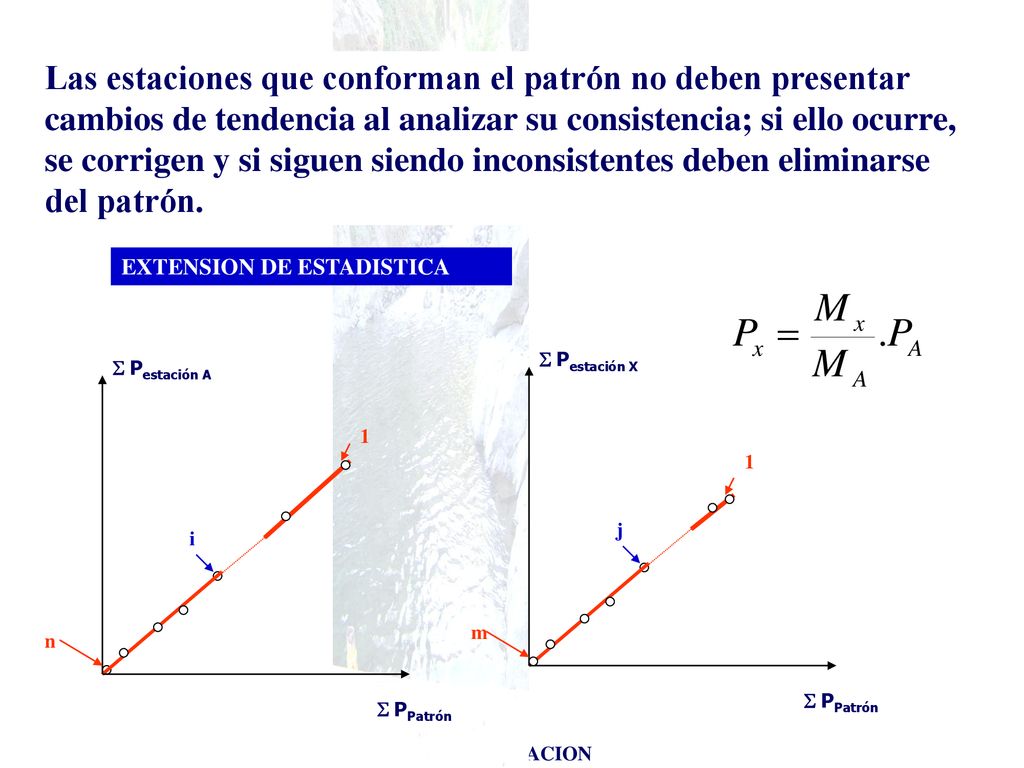 Las estaciones que conforman el patrón no deben presentar cambios de tendencia al analizar su consistencia; si ello ocurre, se corrigen y si siguen siendo inconsistentes deben eliminarse del patrón.
