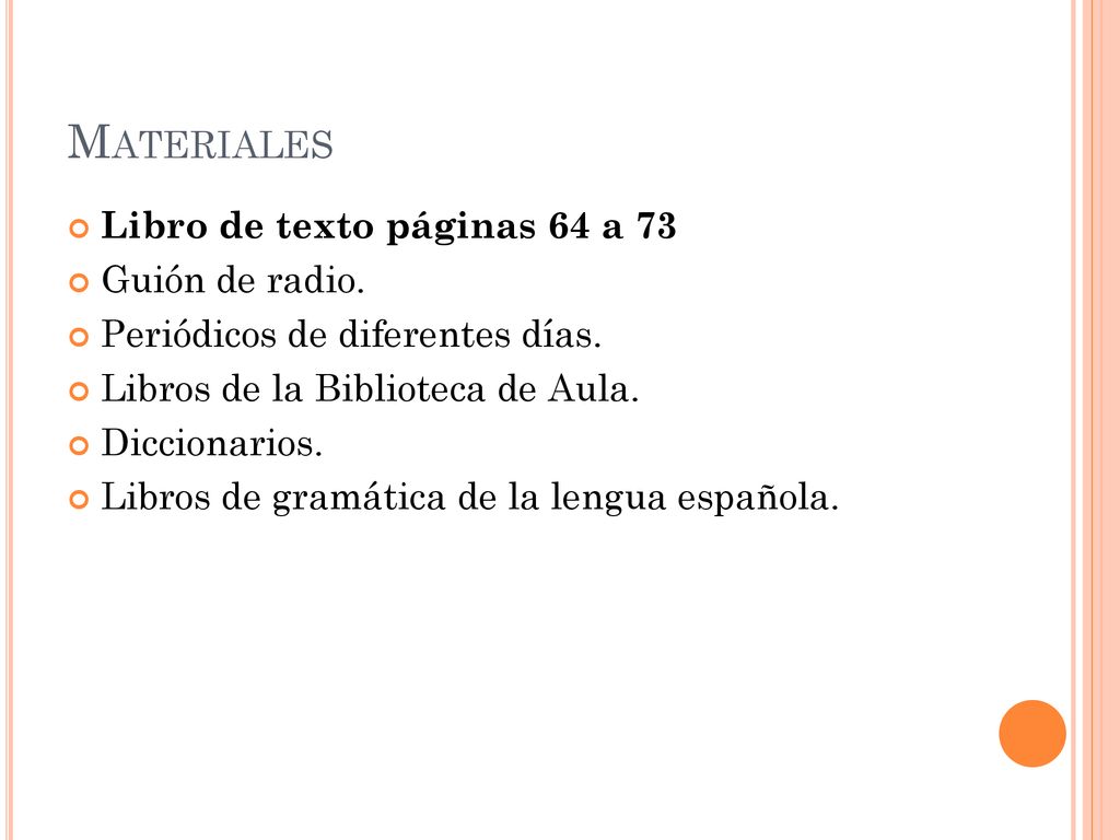 Materiales Libro de texto páginas 64 a 73 Guión de radio.