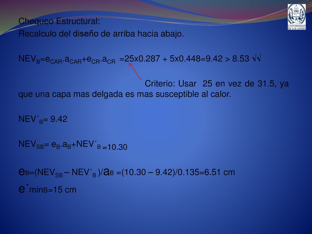 eB=(NEVSB – NEV´B )/aB =(10.30 – 9.42)/0.135=6.51 cm e´minB=15 cm