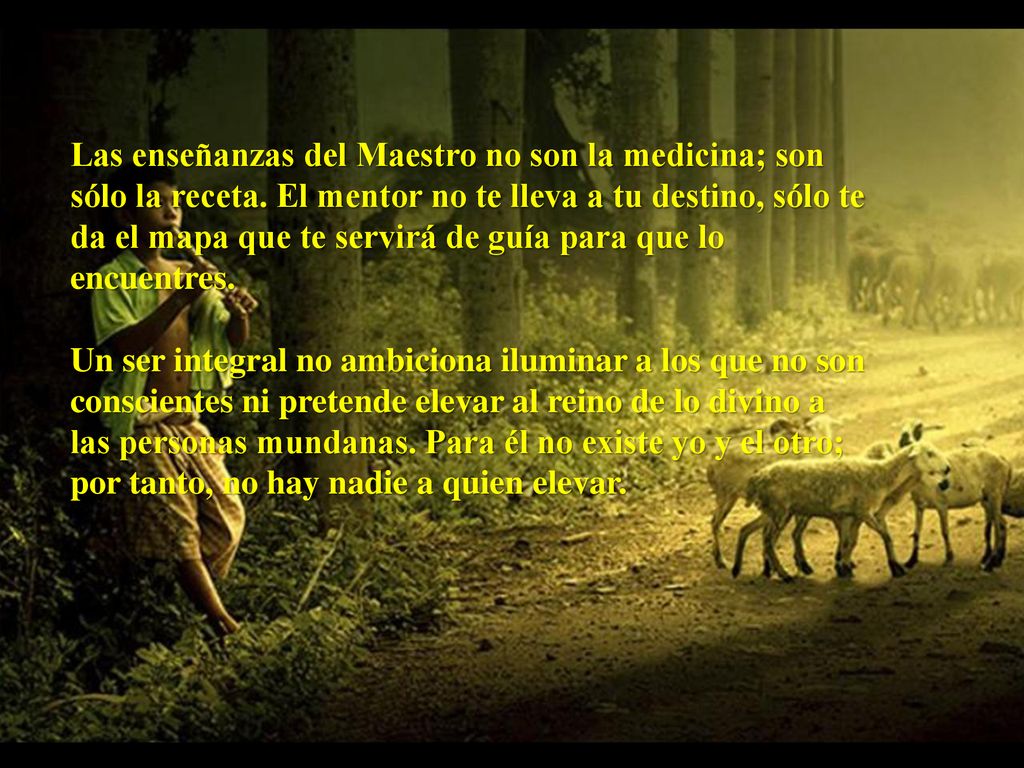 Las enseñanzas del Maestro no son la medicina; son sólo la receta