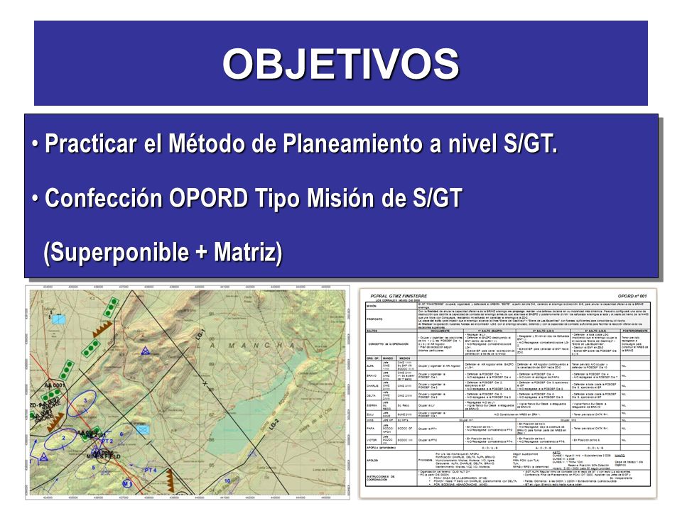 OBJETIVOS Practicar el Método de Planeamiento a nivel S/GT.