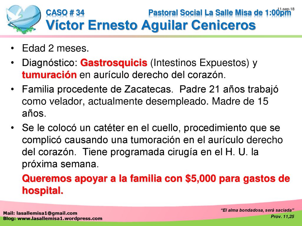 Queremos apoyar a la familia con $5,000 para gastos de hospital.