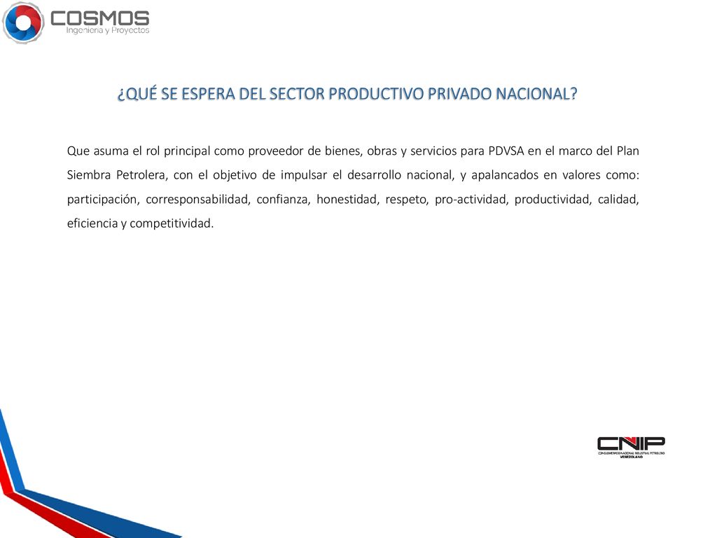 ¿QUÉ SE ESPERA DEL SECTOR PRODUCTIVO PRIVADO NACIONAL