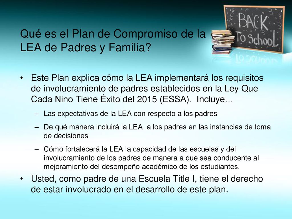 Qué es el Plan de Compromiso de la LEA de Padres y Familia