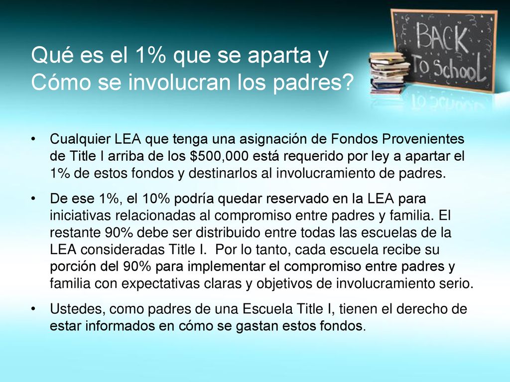 Qué es el 1% que se aparta y Cómo se involucran los padres