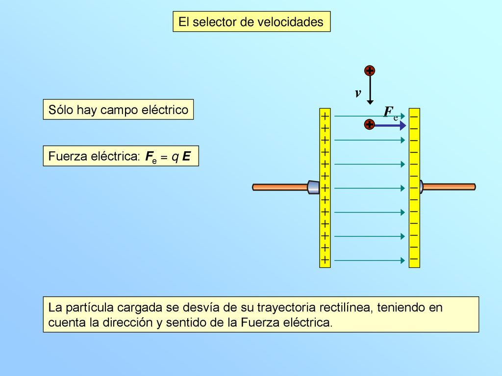 v Fe El selector de velocidades Sólo hay campo eléctrico