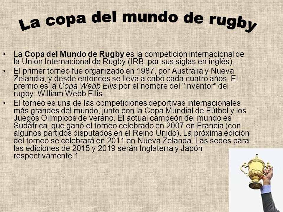 La copa del mundo de rugby