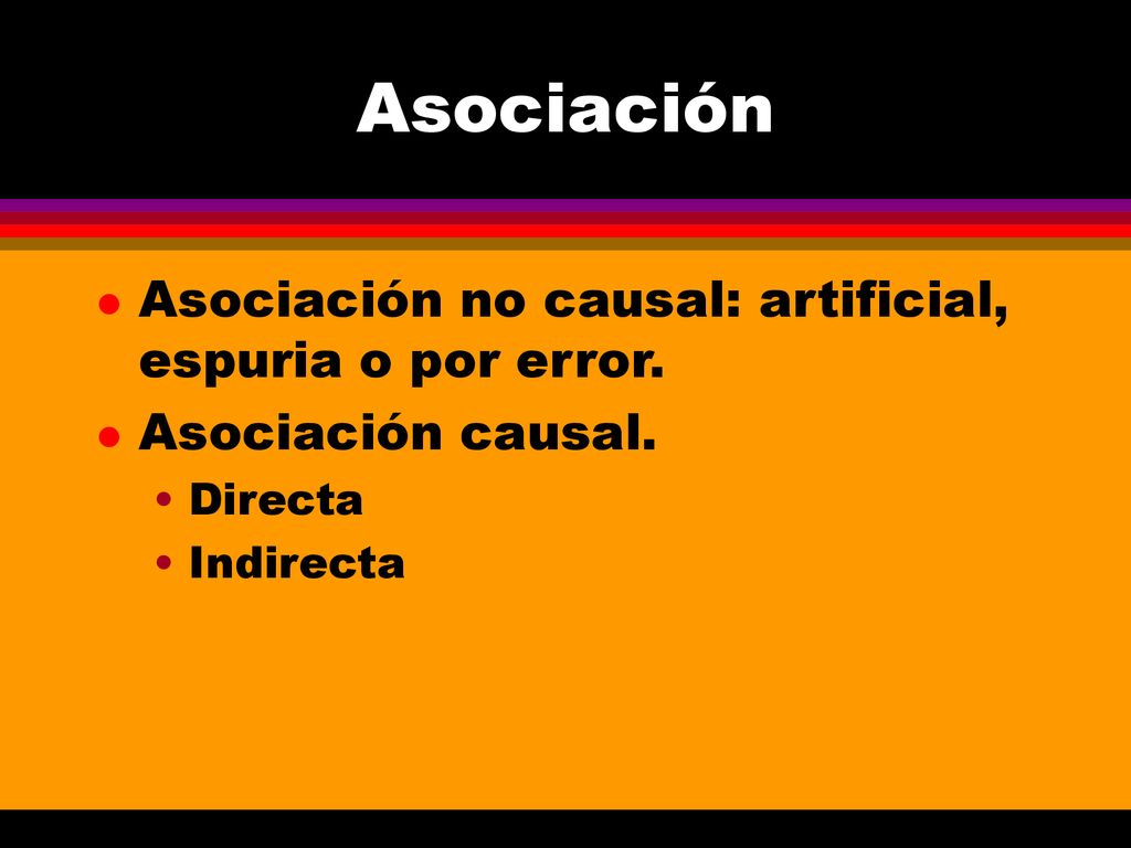 Asociación Asociación no causal: artificial, espuria o por error.