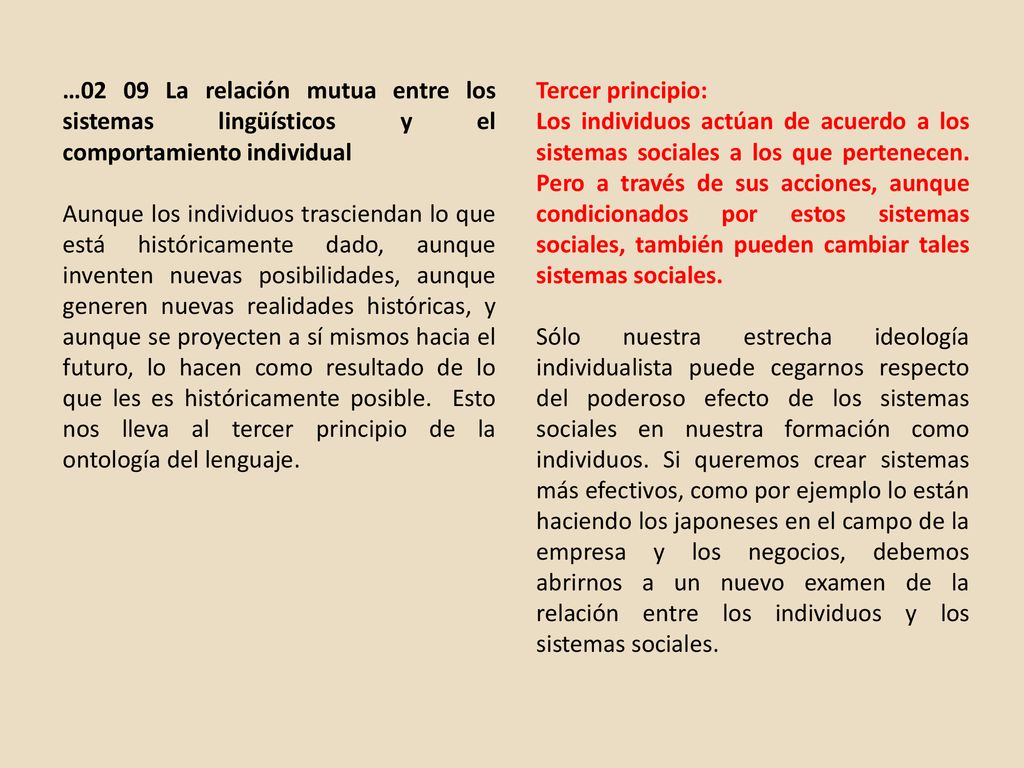 …02 09 La relación mutua entre los sistemas lingüísticos y el comportamiento individual