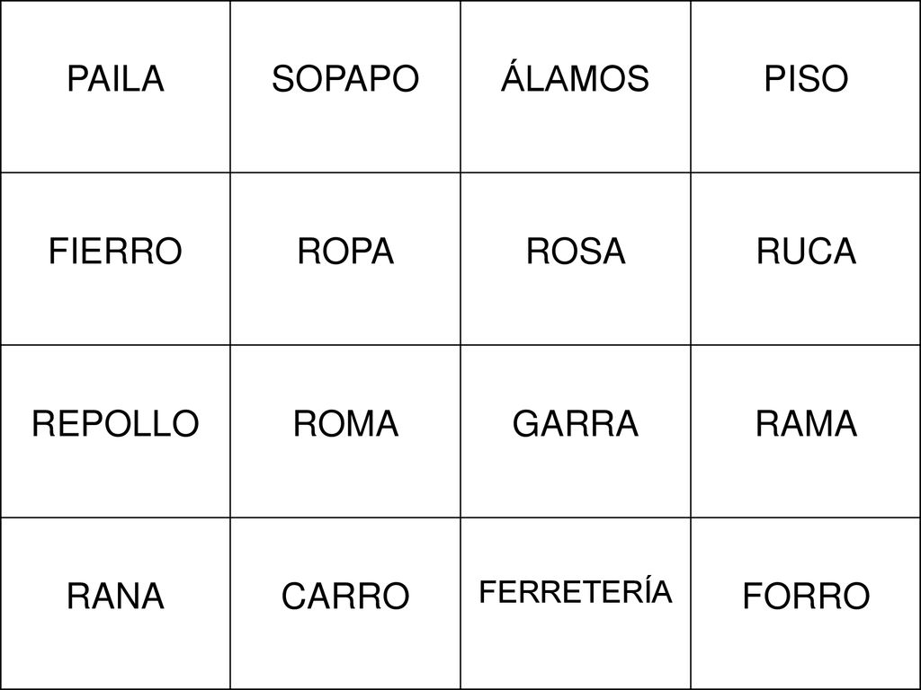 PAILA SOPAPO ÁLAMOS PISO FIERRO ROPA ROSA RUCA REPOLLO ROMA GARRA RAMA