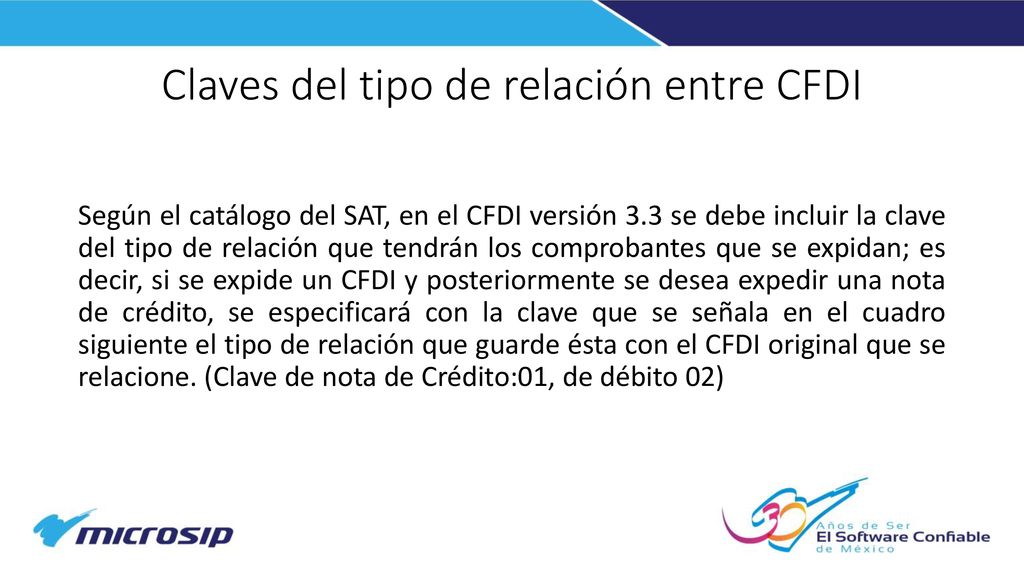Claves del tipo de relación entre CFDI
