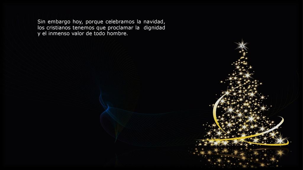 Sin embargo hoy, porque celebramos la navidad, los cristianos tenemos que proclamar la dignidad y el inmenso valor de todo hombre.