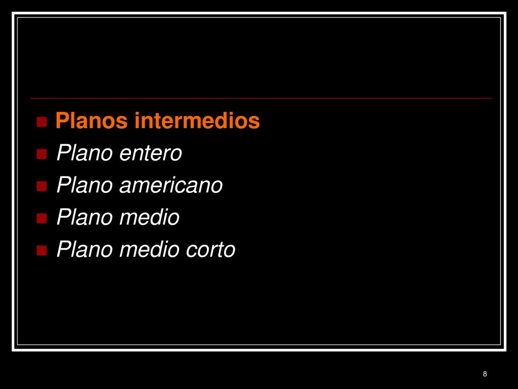 Planos intermedios Plano entero Plano americano Plano medio Plano medio corto
