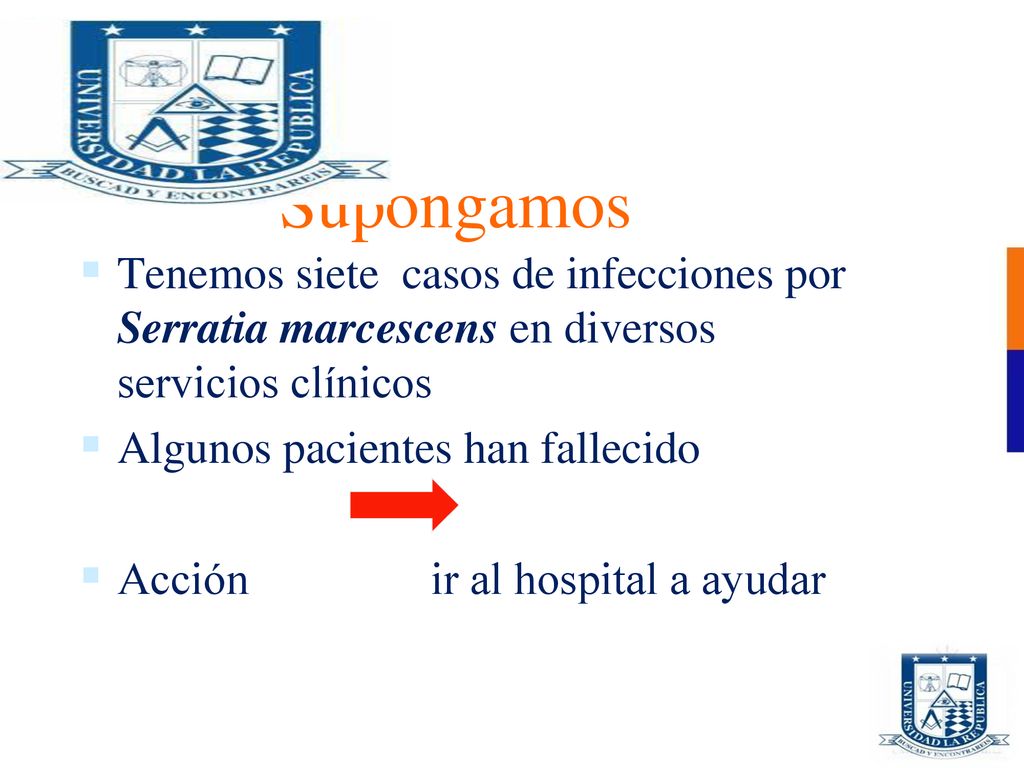Supongamos Tenemos siete casos de infecciones por Serratia marcescens en diversos servicios clínicos.
