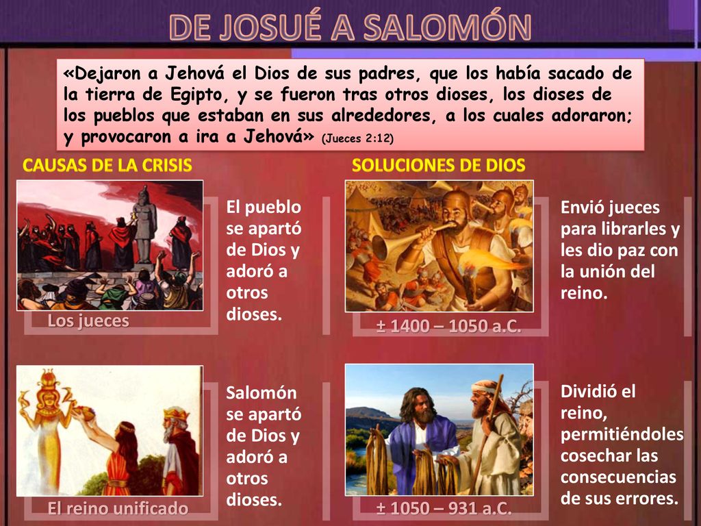 DE JOSUÉ A SALOMÓN CAUSAS DE LA CRISIS SOLUCIONES DE DIOS Los jueces
