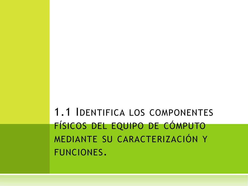 1.1 Identifica los componentes físicos del equipo de cómputo mediante su caracterización y funciones.