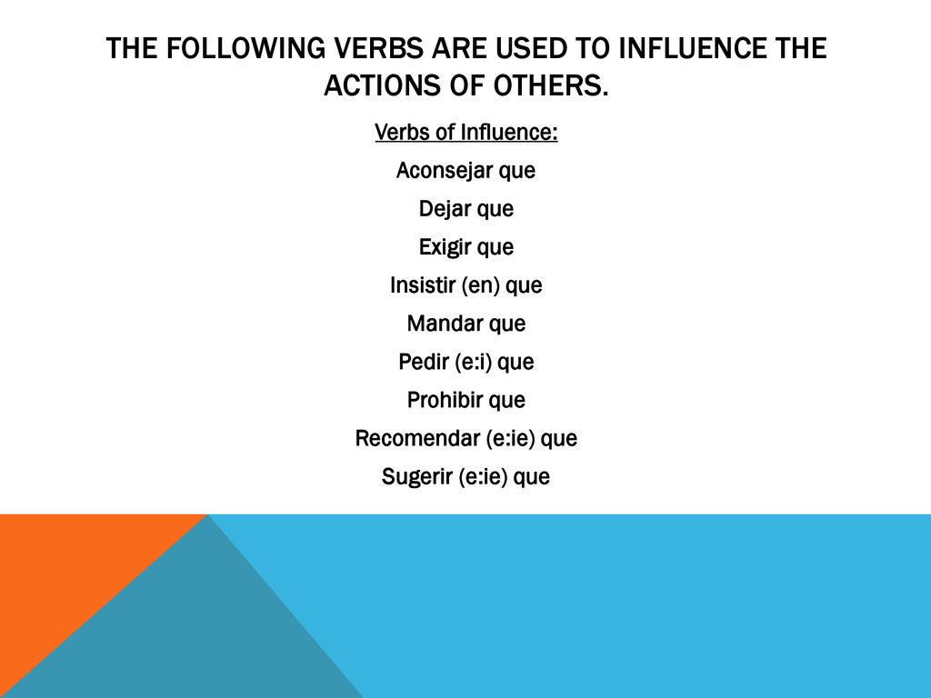 The following verbs are used to influence the actions of others.