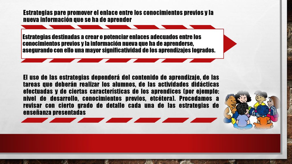 Estrategias pare promover el enlace entre los conocimientos previos y la nueva información que se ha de aprender