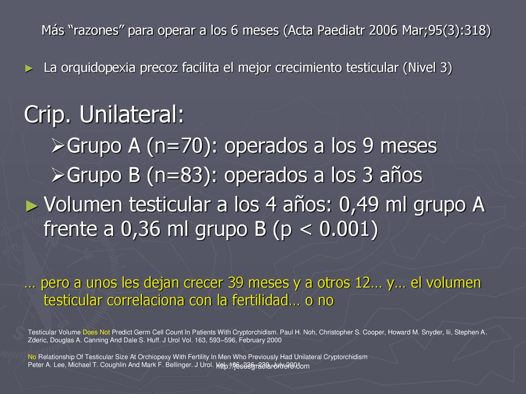 Más razones para operar a los 6 meses (Acta Paediatr 2006 Mar;95(3):318)