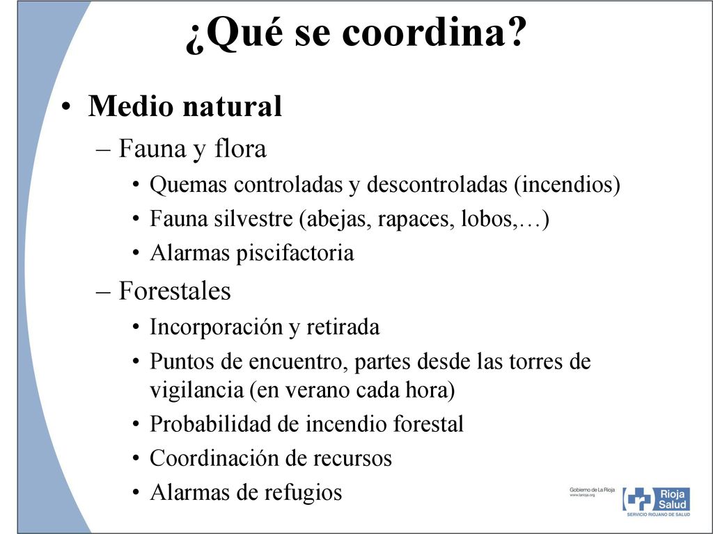 ¿Qué se coordina Medio natural Fauna y flora Forestales
