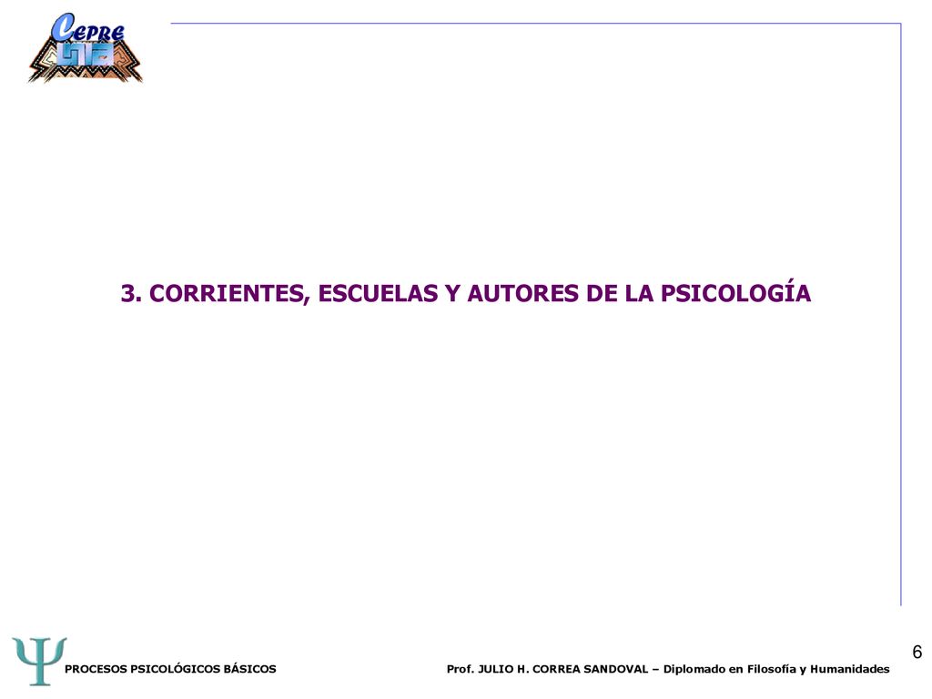 3. CORRIENTES, ESCUELAS Y AUTORES DE LA PSICOLOGÍA